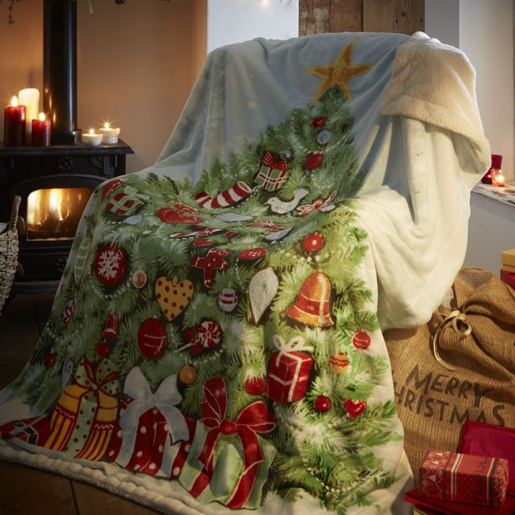 Christmas Tree  Fleece  Blanket  Throw  Tonys Textiles