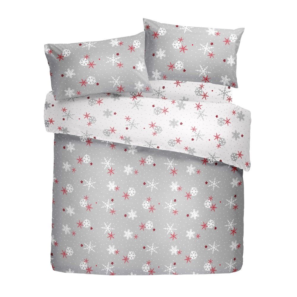 Christmas Snowflake Duvet Cover Set Grey Red Tonys Textiles