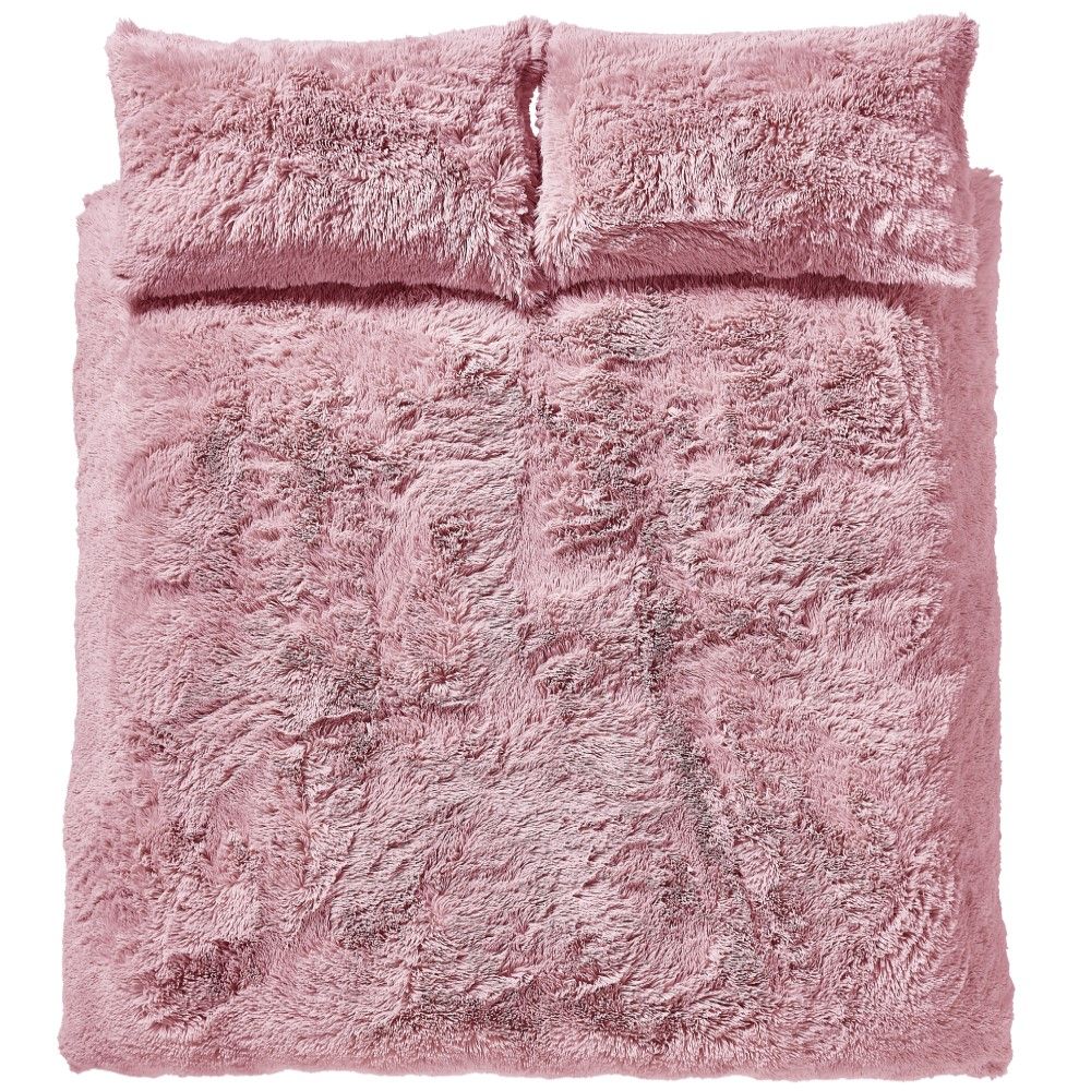 Catherine Lansfield Cuddly Duvet Cover Set Blush Pink