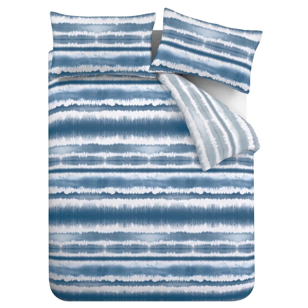 Catherine Lansfield Tie Dye Seersucker Stripe Duvet Cover