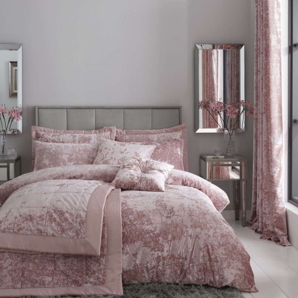 Catherine Lansfield Crushed Velvet Duvet Cover Set Blush