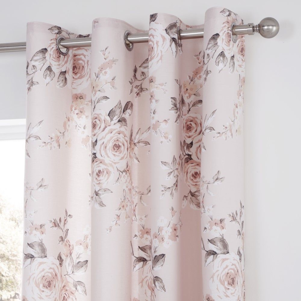 Catherine Lansfield Canterbury Floral Curtains Blush Pink Tonys Textiles