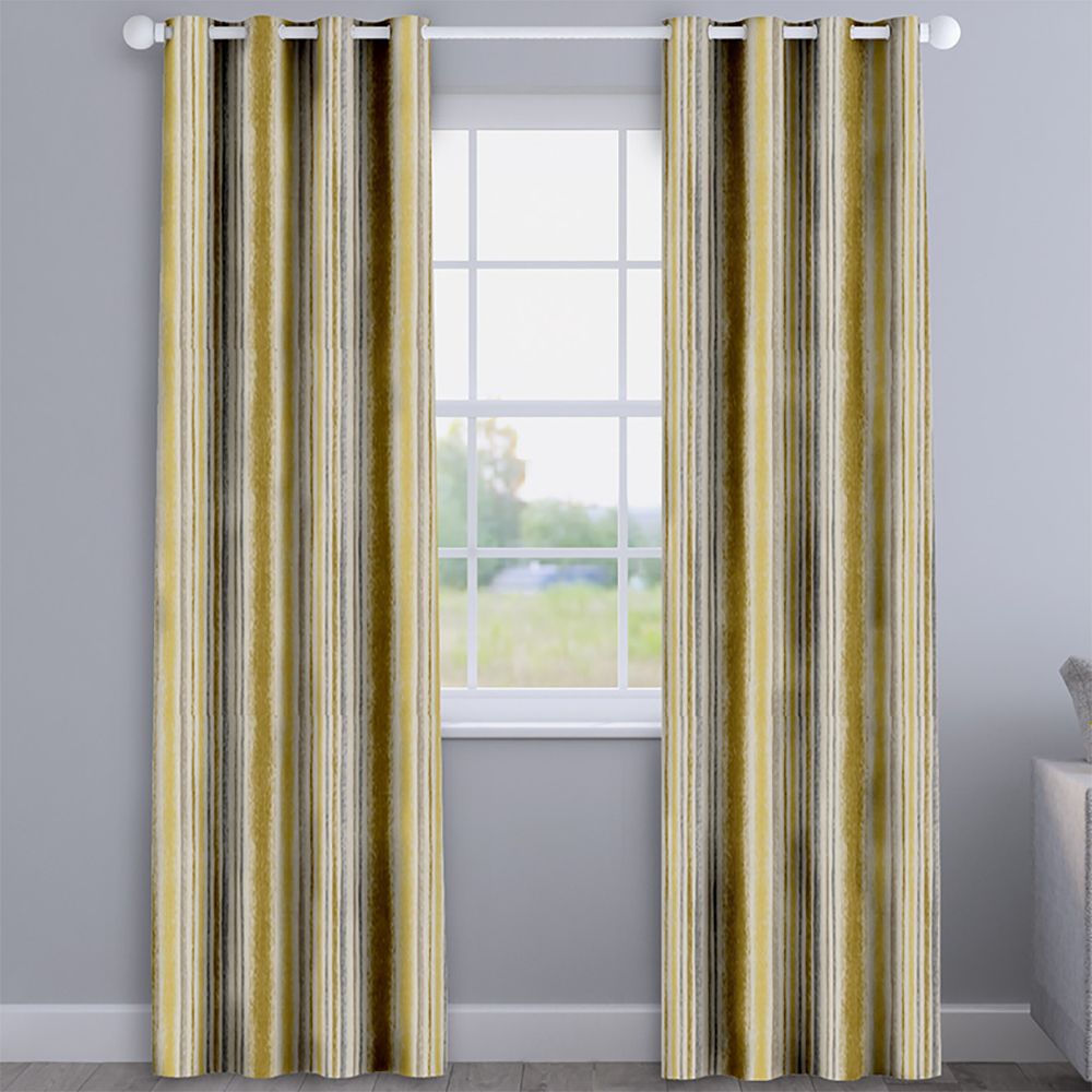 Garda Stripe 100 Cotton Made To Measure Curtains Ochre Yellow Tonys Textiles