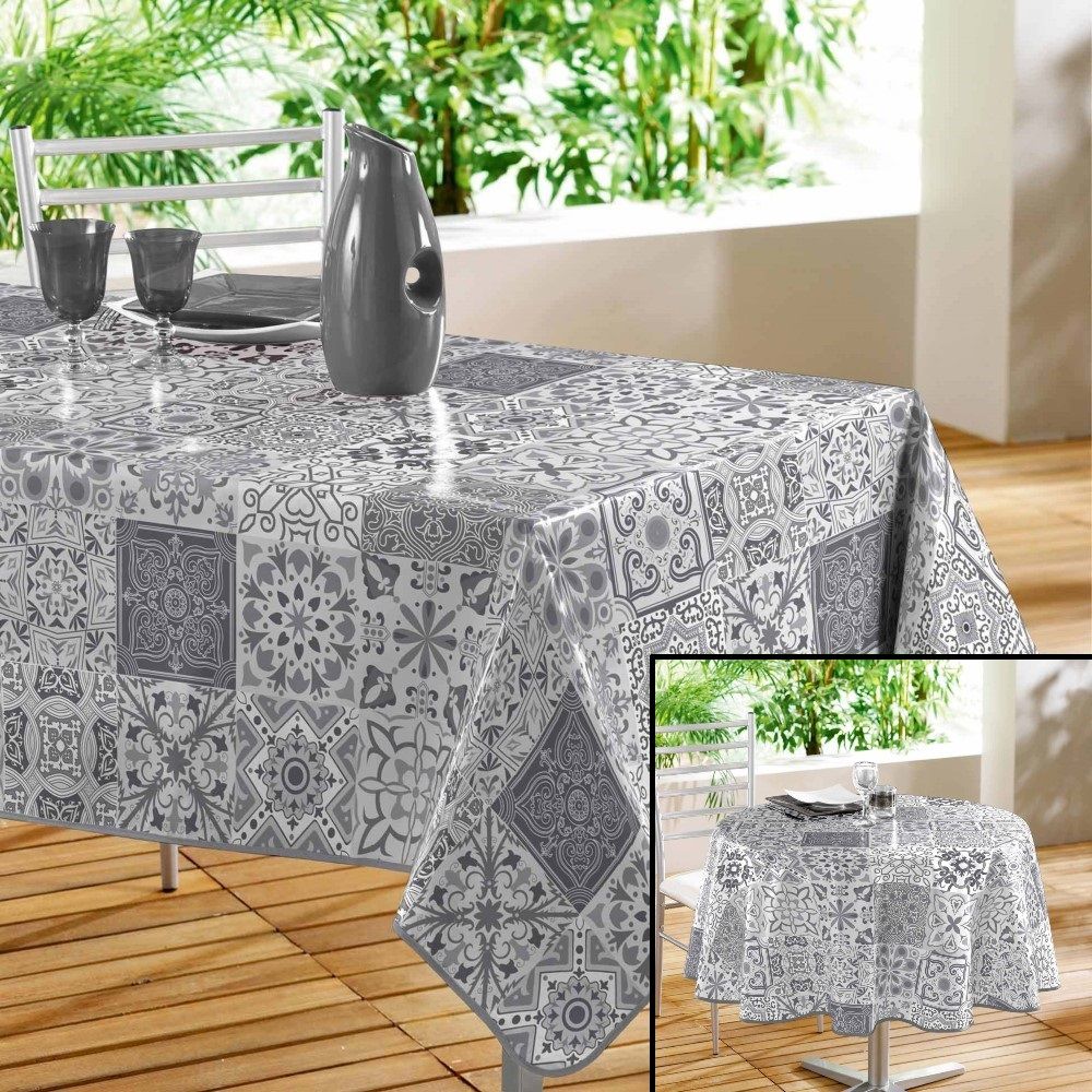 grey tablecloth