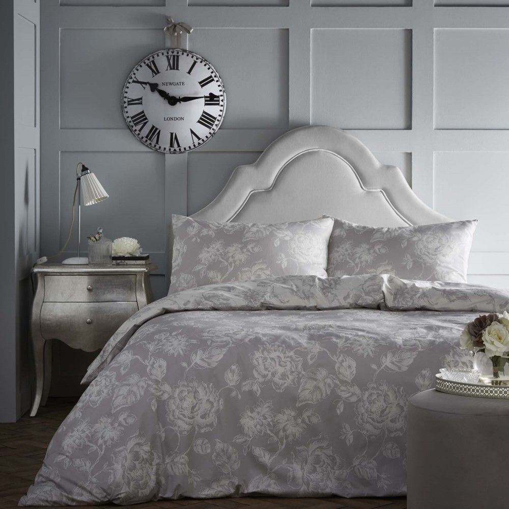 grey flower duvet cover