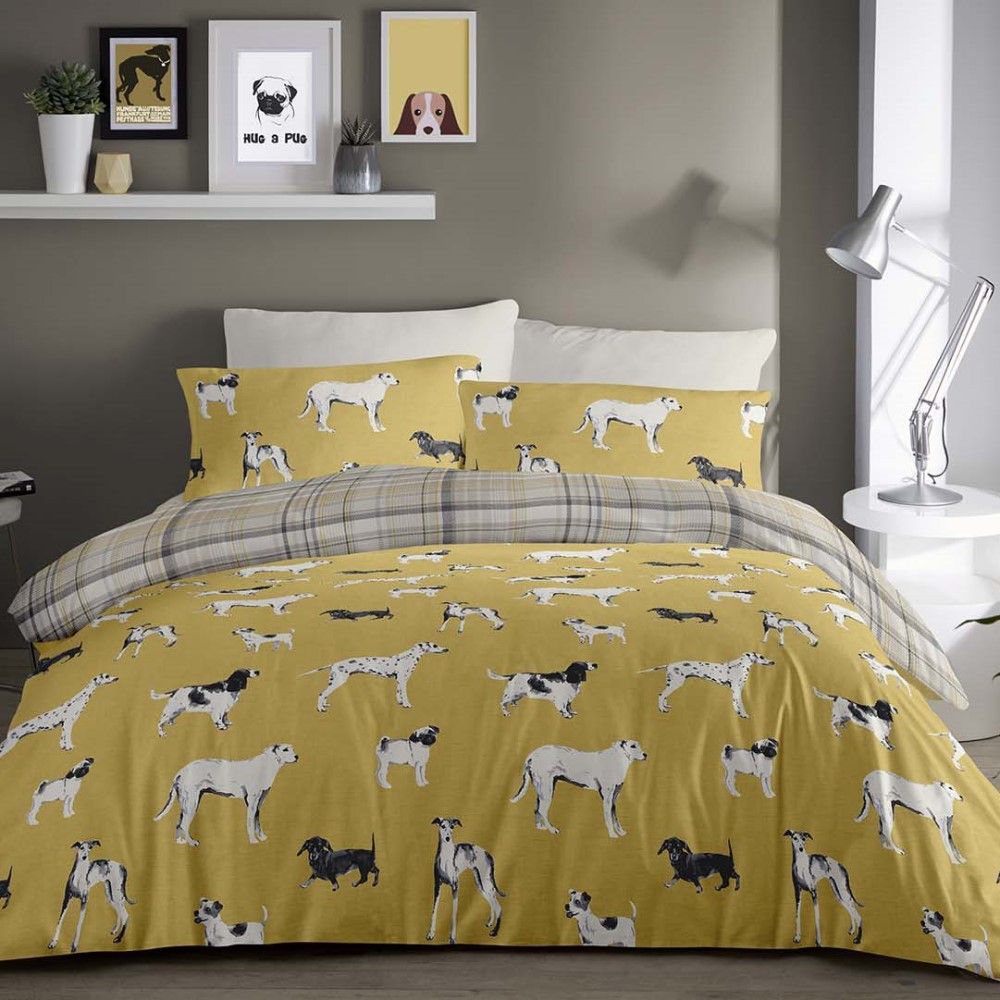 Fusion Animal Print Reversible Duvet Quilt Cover Set Dogs Birds Grey ...
