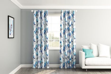 Floral | Blue | 100% Cotton | Made to Measure | Curtains | | Tonys Textiles