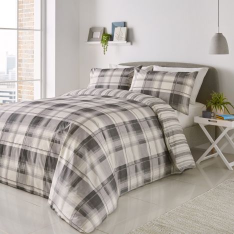 Balmoral Check Duvet Cover Set Grey Tonys Textiles