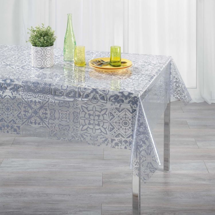 Persane | Geometric | Transparent | PVC | Tablecloth | Grey | Tonys ...