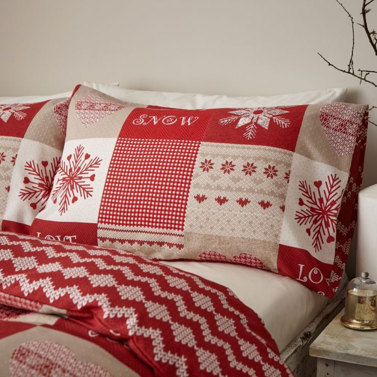 Catherine Lansfield | Christmas | Let It Snow | Duvet Cover Set | Red ...