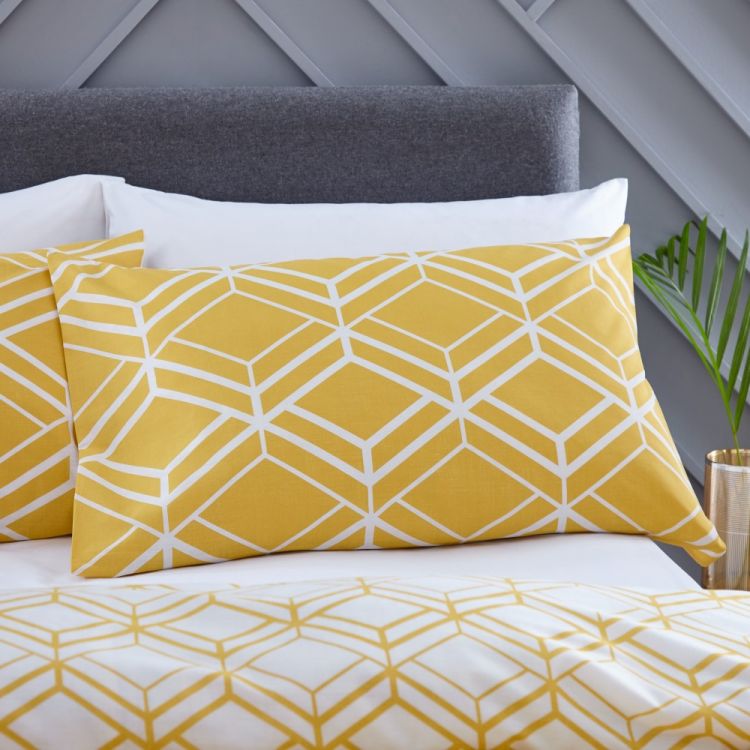 Catherine Lansfield Network Geo Duvet Cover Set Ochre Yellow Tonys Textiles 9833