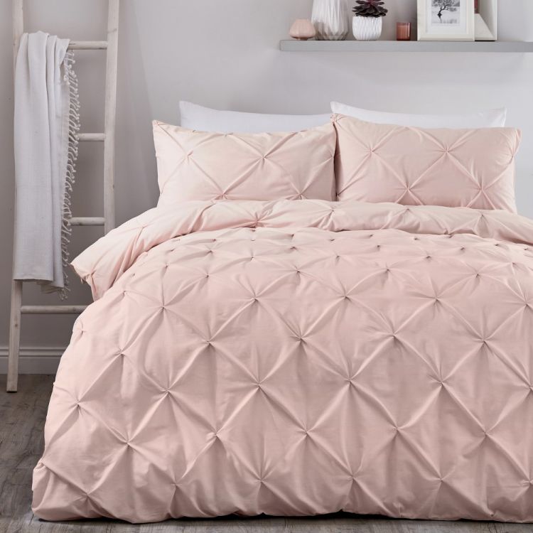 Lara Plain Ruffled Duvet Cover Set Blush Pink Tonys Textiles