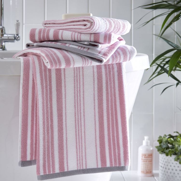 Regency Striped 100 Cotton Towel Pink Tonys Textiles 