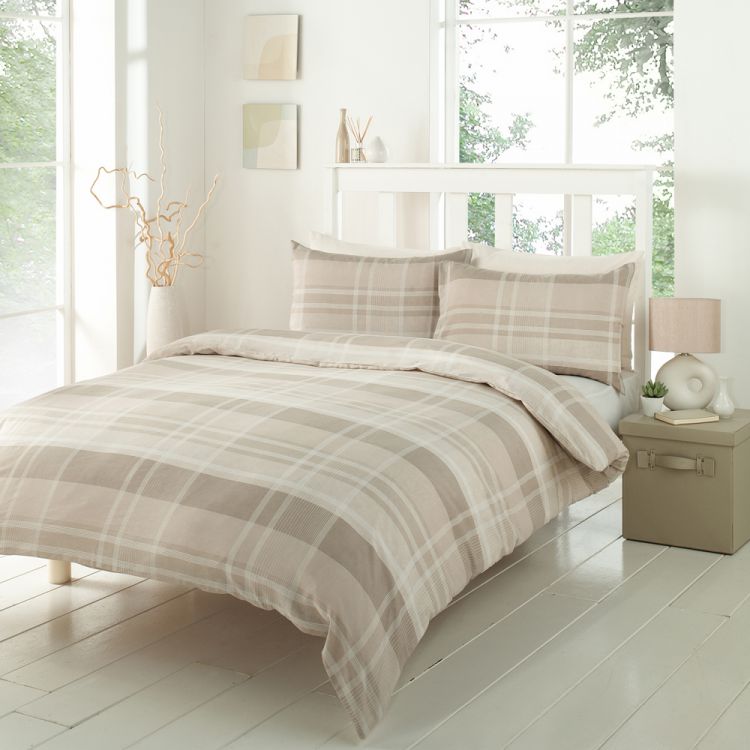 Conway | Check | Duvet Cover Set | Stone Beige | Tonys ...