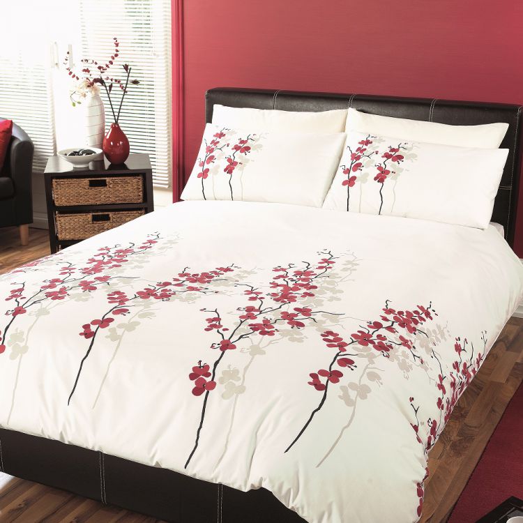 Oriental Flower Duvet Cover Set Red Tonys Textiles