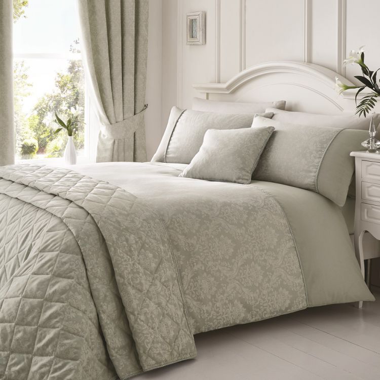 Laurent  Jacquard  Cotton Rich  Silver  Duvet Cover Set  Tonys Textiles