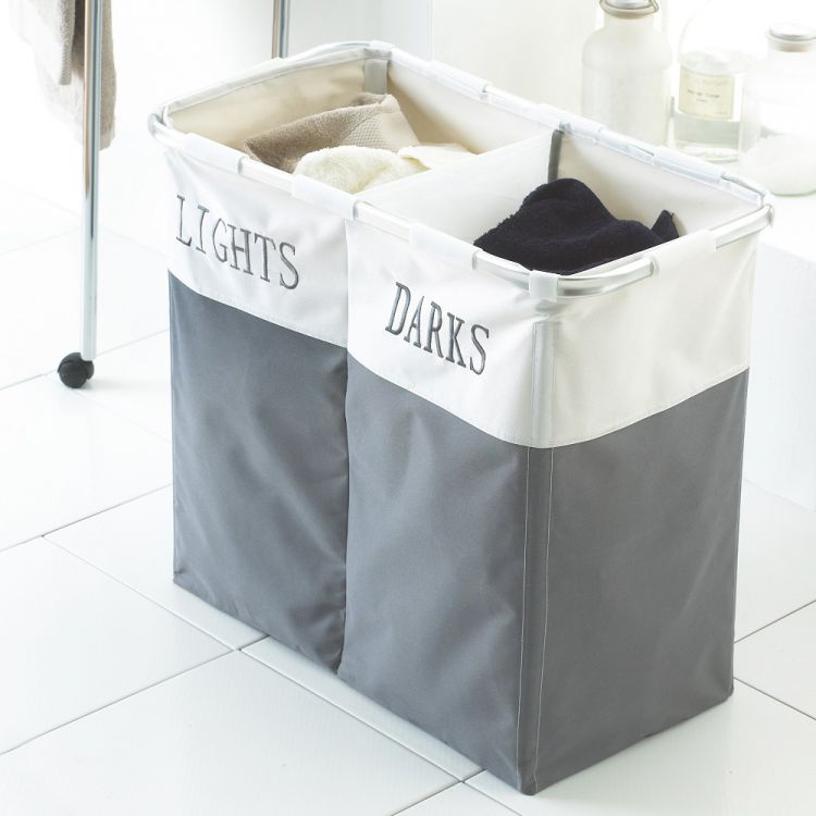 Lights & Darks Laundry Hamper Basket Grey Tonys Textiles