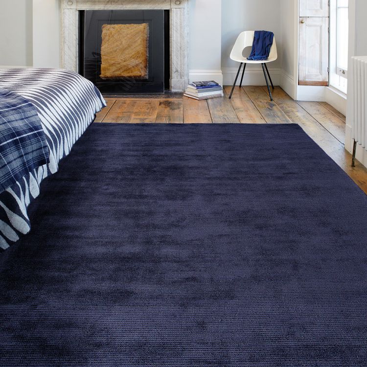 Reko Rug Navy Blue Plain Tonys Textiles