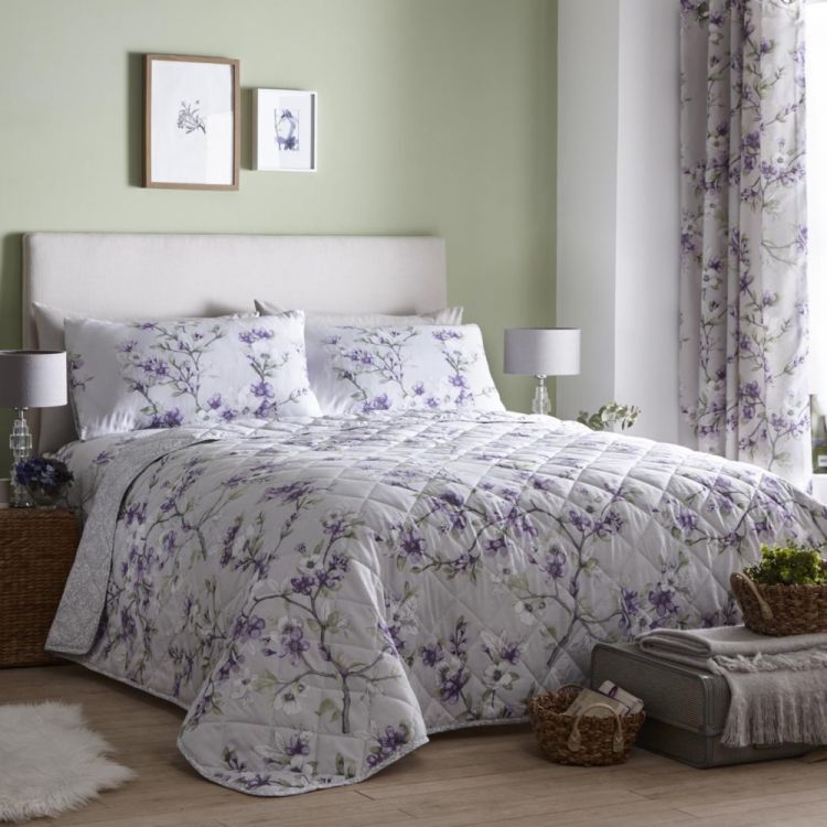 Suki | Floral | Quilted Bedspread | Lilac Purple | Tonys ...