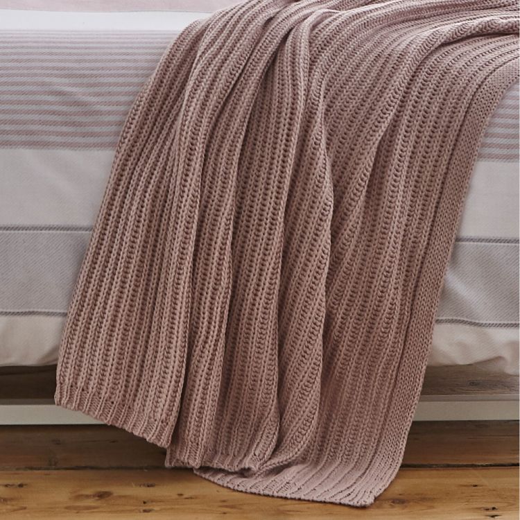 Catherine Lansfield | Chunky Knit Throw | Blush Pink | Tonys Textiles