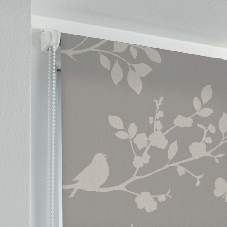 Rossignol | Floral | Birds | Japanese Print | Roller Blind | Taupe